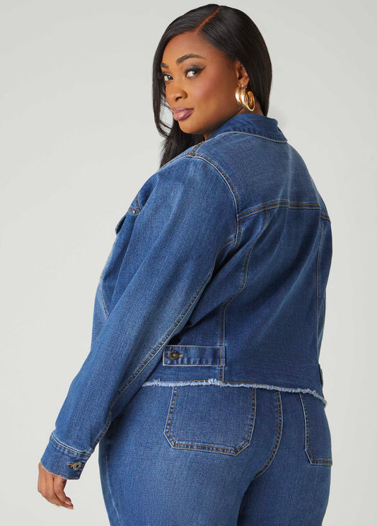 Cropped Studded Denim Jacket