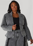Belted Stonewash Denim Jacket