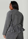 Belted Stonewash Denim Jacket