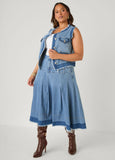 Frayed Two Tone Denim Vest