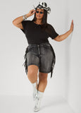 Fringed Denim Shorts