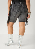 Fringed Denim Shorts