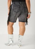 Fringed Denim Shorts
