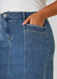 Pleated Denim Skirt