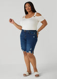 Plus Size Distressed Denim Shorts Knee Jean Shorts Jhorts