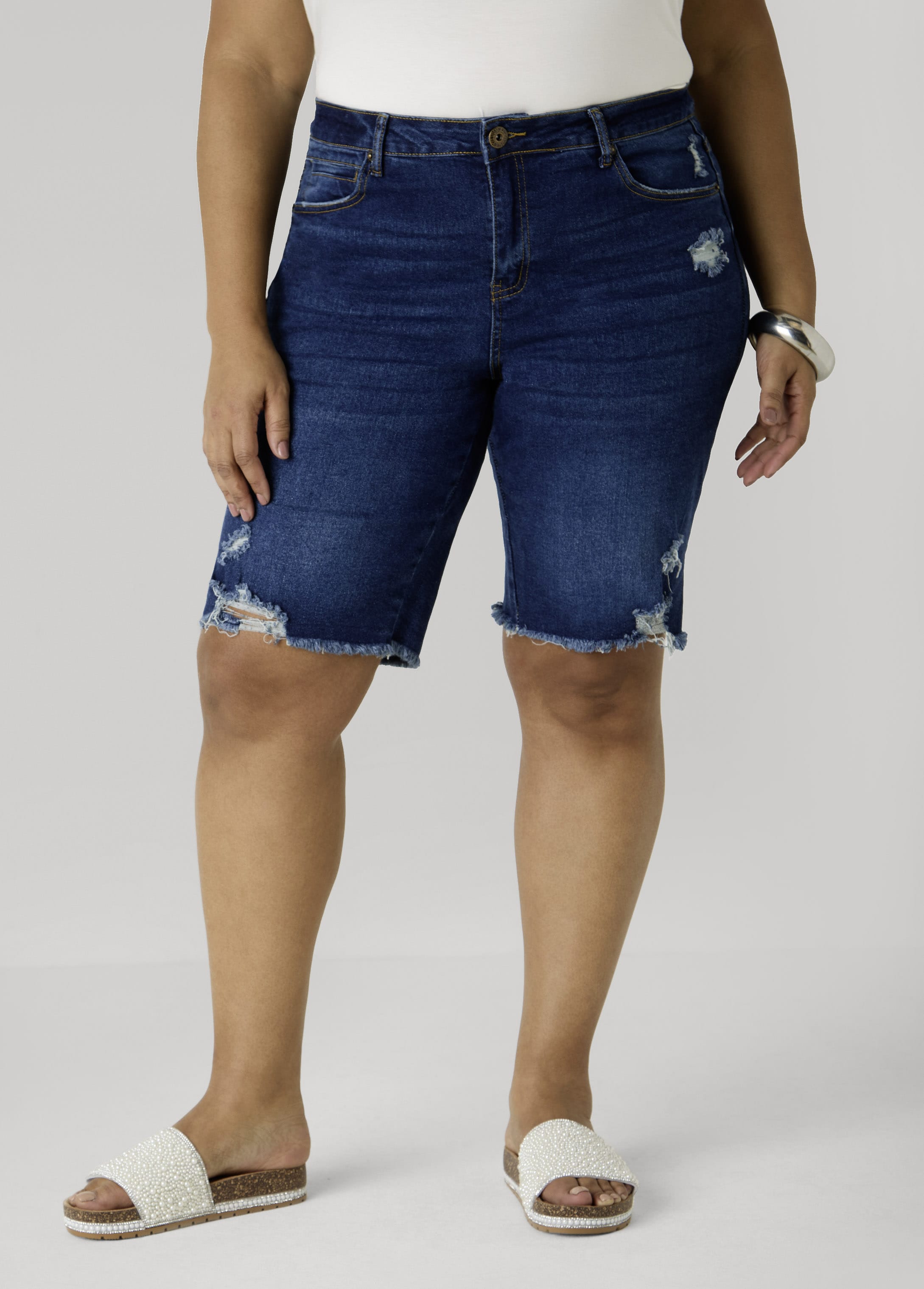 Distressed Denim Shorts – Ashley Stewart