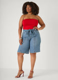 Braided Belt Bermuda Shorts