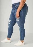 Distressed Mid Rise Skinny Jeans