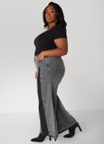 Pleated Two Tone Wide Leg Jeans