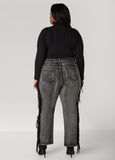 Faux Suede Fringed Bootcut Jeans