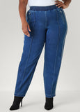 Piped Denim Track Pants