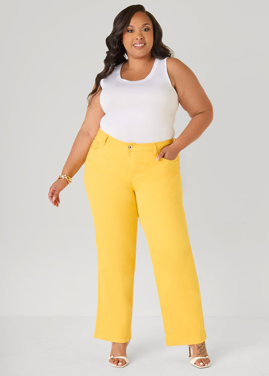 Mid Rise Straight Leg Jeans