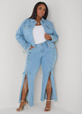 Lace Up Flared Jeans