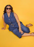 Plus Size Peplum Denim Vest Matching Set Jean Jacket Matching Set