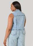 Tie Front Acid Wash Denim Vest