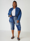 Frayed Patchwork Denim Capris