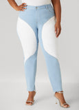 Colorblock Mid Rise Skinny Jeans