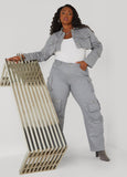 Plus Size Coated Cargo Jeans