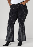 Plus Size Studded Flared Jeans