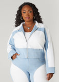Plus Size Colorblock Denim Moto Jacket