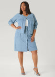 Textured Denim Cargo Skirt