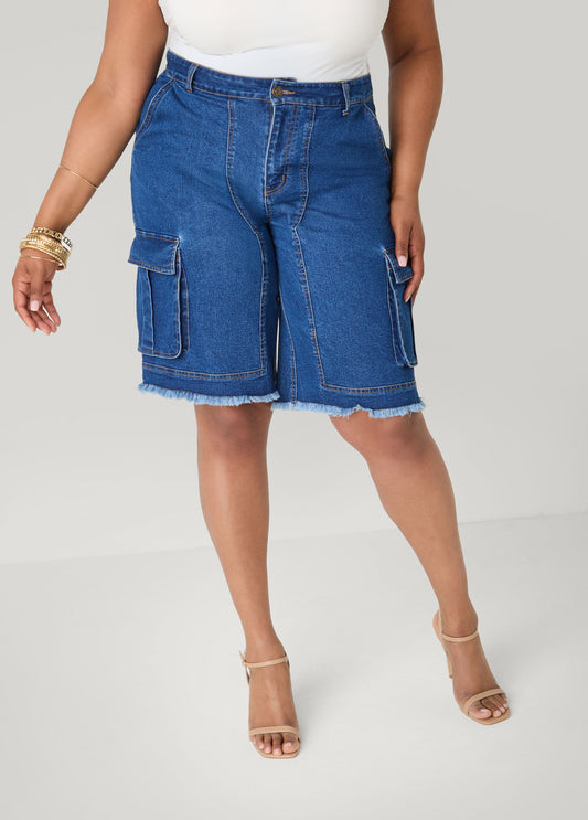 Frayed Cargo Bermuda Shorts