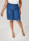 Frayed Cargo Bermuda Shorts