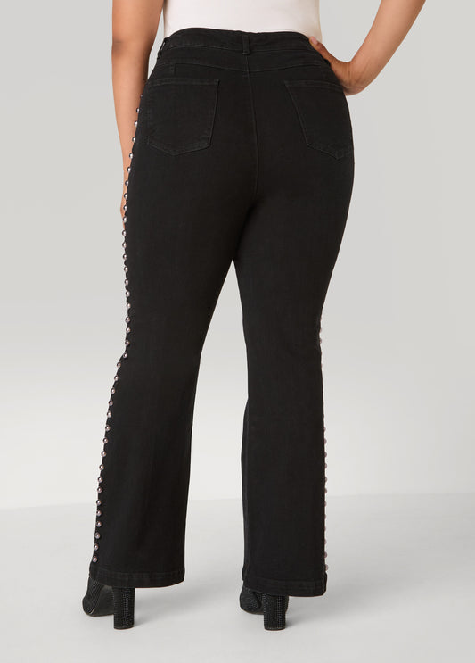 High Rise Studded Jeans