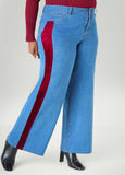 Plus Size Velvet Trimmed Wide Leg Jeans