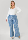Distressed Sequined Cargo Jeans