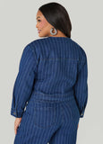 Pinstriped Denim Crop Jacket