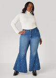 Faux Pearl Flared Jeans