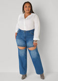 Studded Cutout Straight Leg Jeans