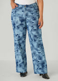 Pixel Print Straight Leg Jeans