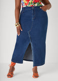 Frayed Denim Maxi Skirt