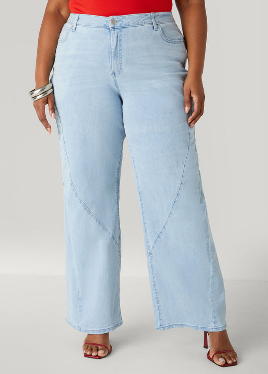 Seam Detailed Wide Leg Jeans