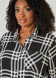 Plaid Tie Front Tunic