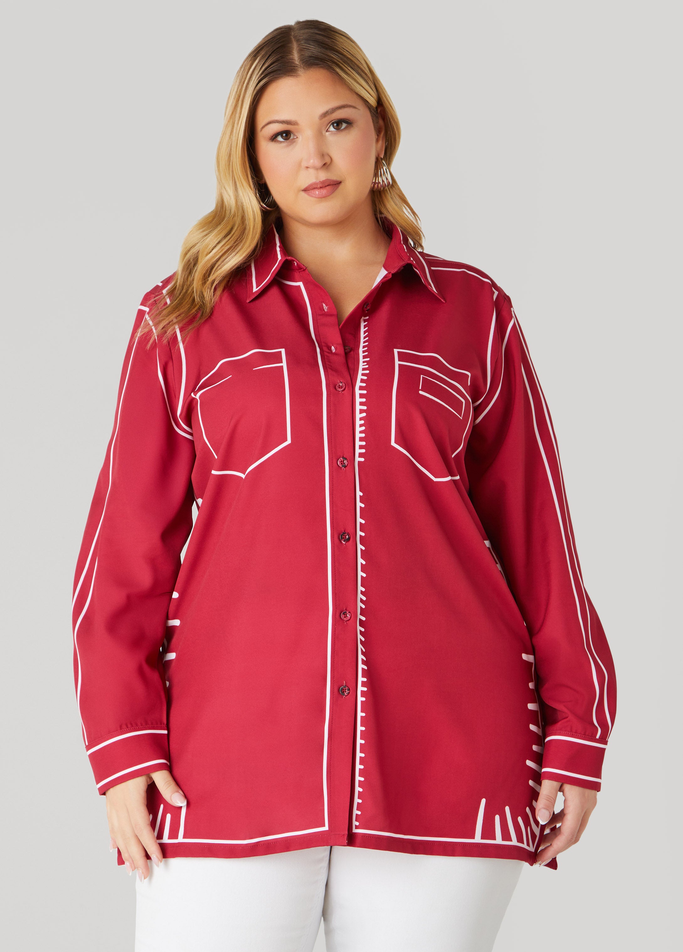 Pop Art Collared Shirt – Ashley Stewart