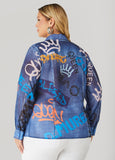 Graffiti And Denim Print Shirt