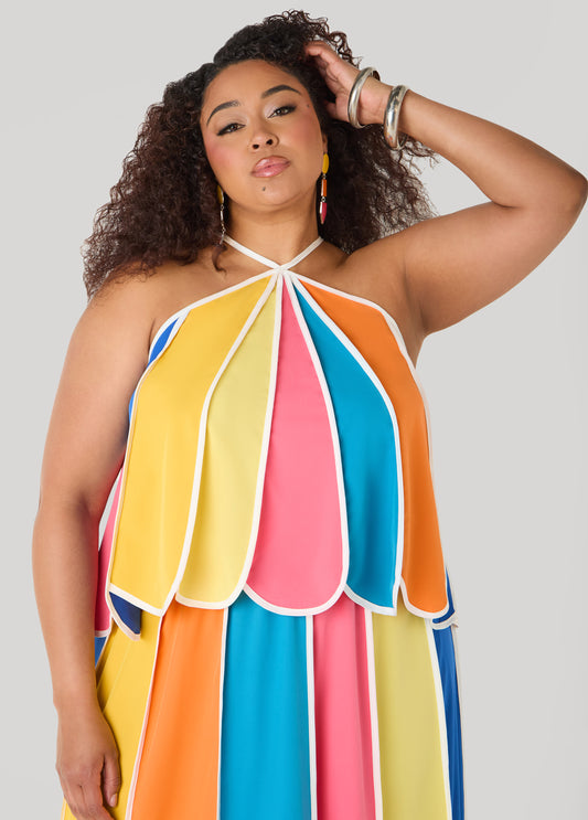 Striped Paneled Swing Top