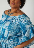 Off The Shoulder Denim Print Top