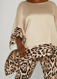 Animal Print Paneled Satin Tunic