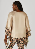 Animal Print Paneled Satin Tunic