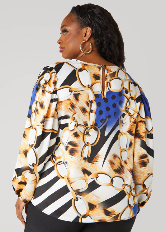Printed Satin Blouse