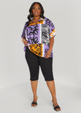 V Neck Tropical Print Shirt