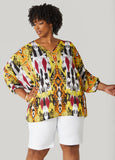 V Neck Abstract Print Blouse