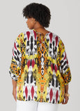 V Neck Abstract Print Blouse