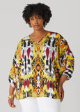 Plus Size V Neck Abstract Print Blouse