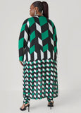 Geo Print Open Front Duster