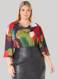 Printed Cowl Neck Blouse